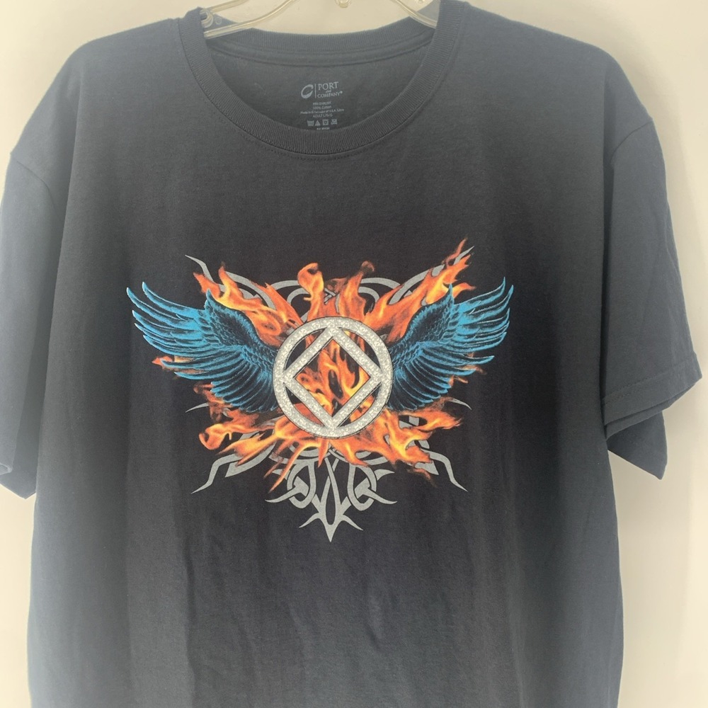 Dopeless Hopefiend  Black Shirt Large Drugs Narcotics Anonymous NA Flame Logo